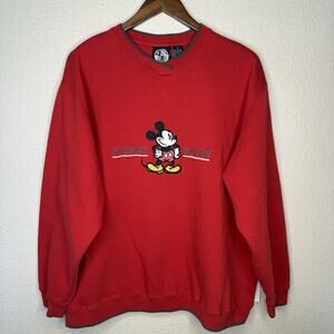 Women’s Vintage Disney Red Mickey Mouse Sweatshirt Crewneck Size XL